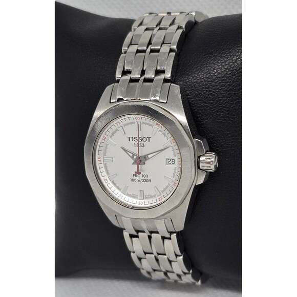 Women's Tissot 1853 Silver Tone Dial Date Royal Oak Bezel Bracelet Band Watch 10 - Picture 2 of 7